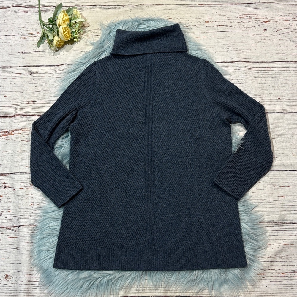 Nordstrom Signature Navy Blue Ribbed Cashmere Turtleneck Sweater